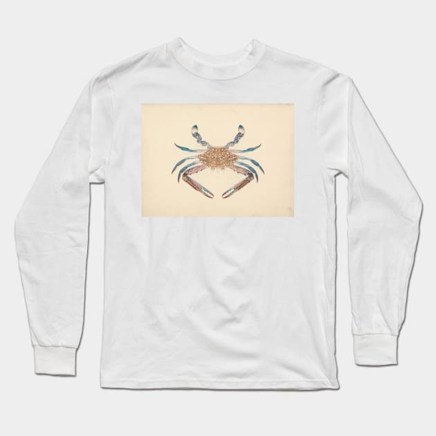 Portunua pelagicus (Blue Crab) by Luigi Balugani Long Sleeve T-Shirt by Classic Art Stall